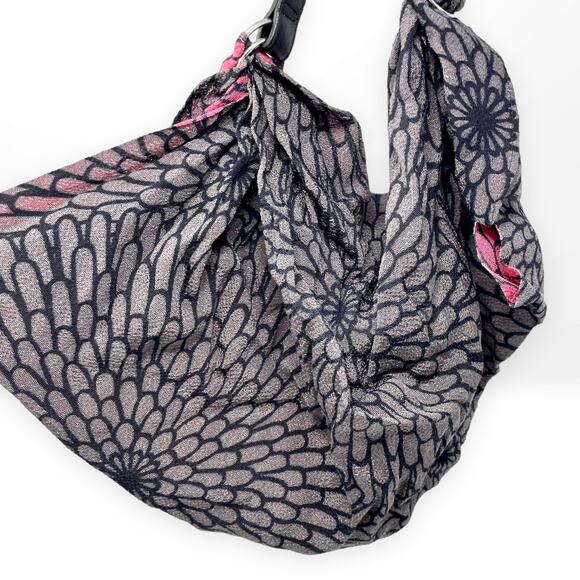 00s Unbranded Vintage Pink Purple Floral Cloth Shoulder Bag - Picture 2 of 8